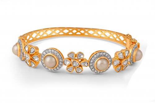 Buy White Pearls Jadau Multi Layered Bracelet by Zevar by Geeta Online at  Aza Fashions.